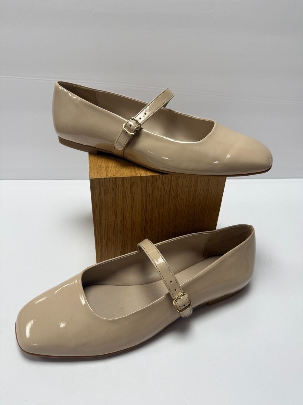 Copper Key Nude Patent Mary Jane Flats Rounded Toe Buckle Neutral Fits 8.5–9 Wms